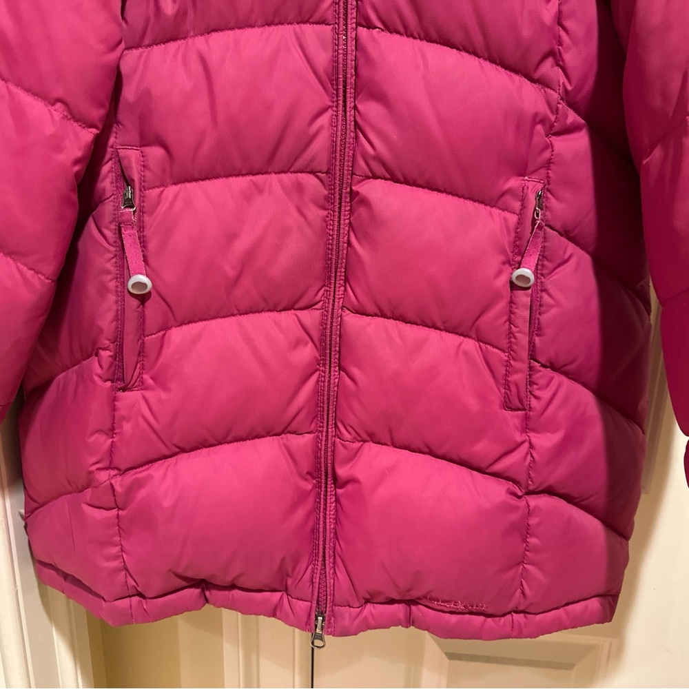 L.L.Bean Women’s Goose Down Long Puffer Coat Size M Pink Hooded Winter Jacket - Picture 5 of 7